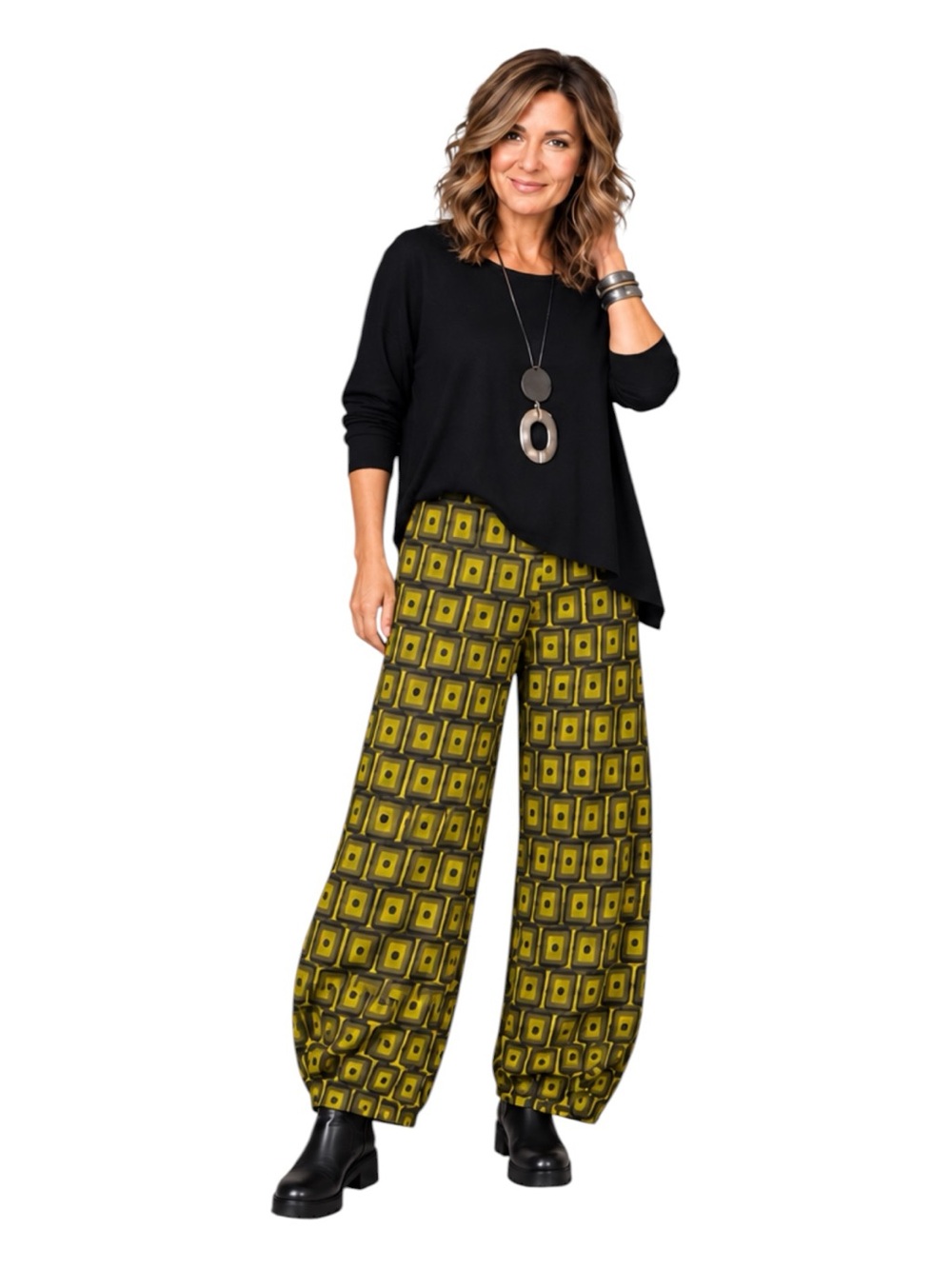Alembika Dynamite Days Punto Pants Chartreuse Geometric Balloon US Size 6-8 NWT